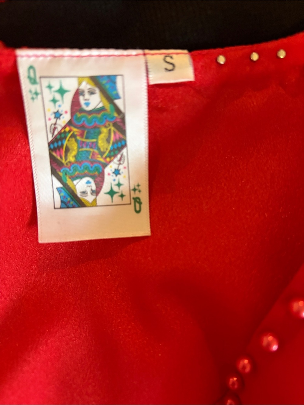 Queen of Sparkles Red Sequin Embroidered Bulldog Peplum Top - Women's - Picture 4 of 4